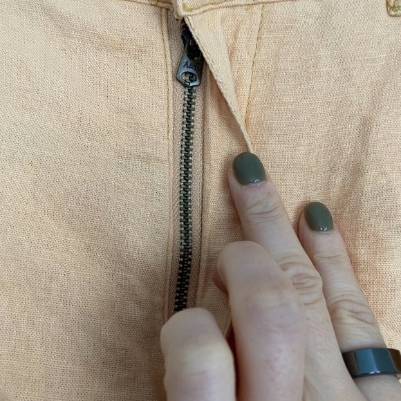 Abercrombie & Fitch Linen Blend Tailored Pleated Front Orange Shorts - Picture 5 of 8